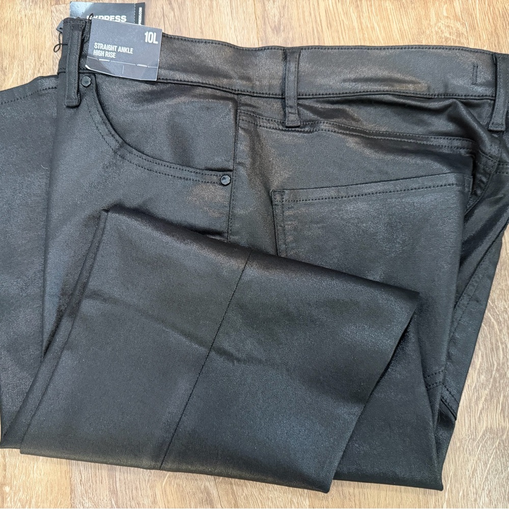Coated black Express women’s High-Rise Straight Ankle Jeans